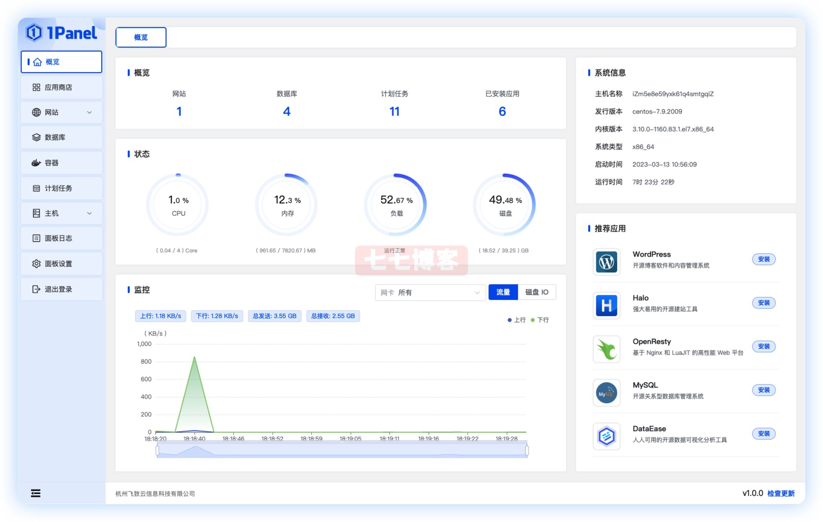 1Panel 輕量級服務器運維面板（類似寶塔面板）